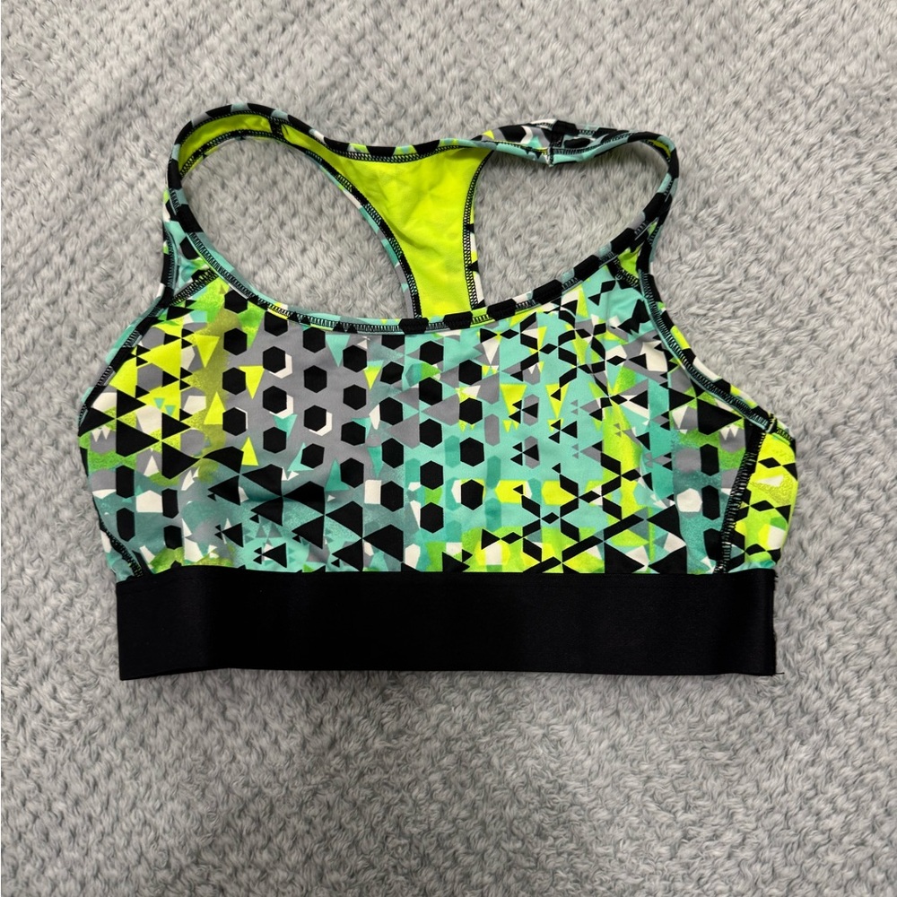 Victoria's Secret Geometric Sports Bra - Green and Black